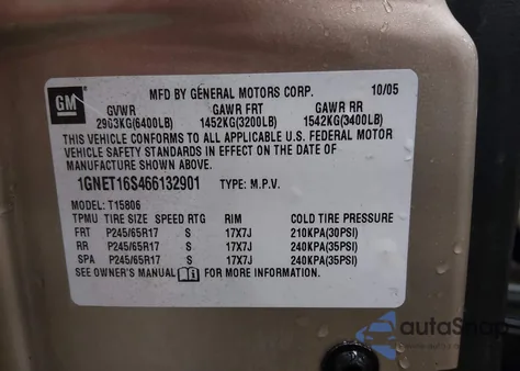 2006 Chevrolet Trailblazer Ext Ls z USA, uszkodzony, nr VIN 1GNET16S466132901